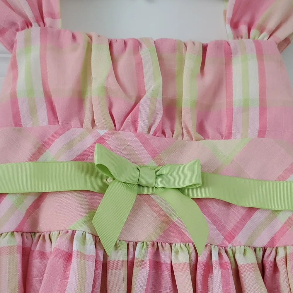 New with tags Bonnie Jean size 8 pink and green plaid Easter spring dress - Picture 2 of 3